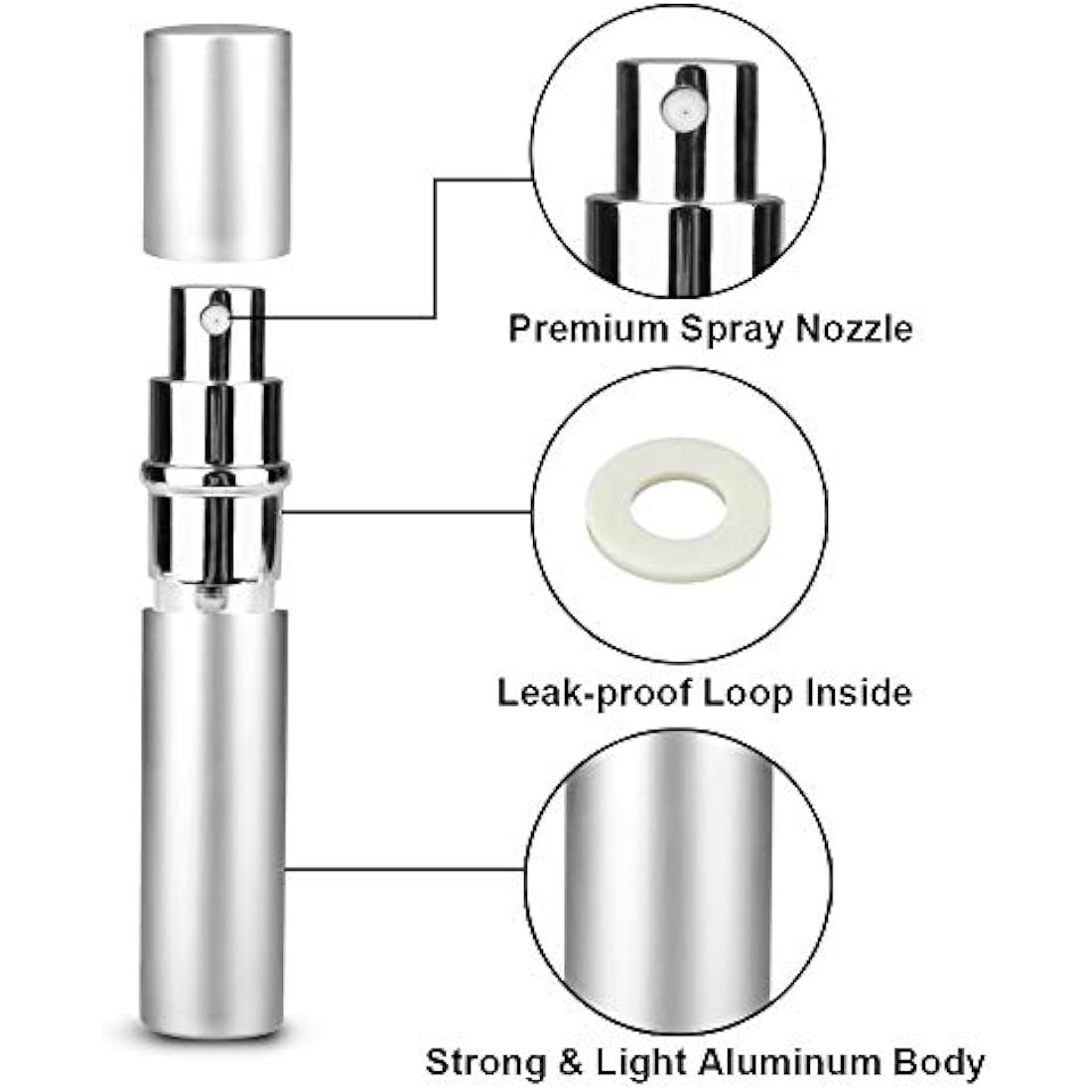 Refillable Travel Perfume Atomiser Bottles, Zingso 3 Pcs 10ml Mini Portable Spray Bottles Refillable Perfume Aftershave Atomiser Empty Travel Bottles with Funnel (10ml (Black+Silver+Blue))