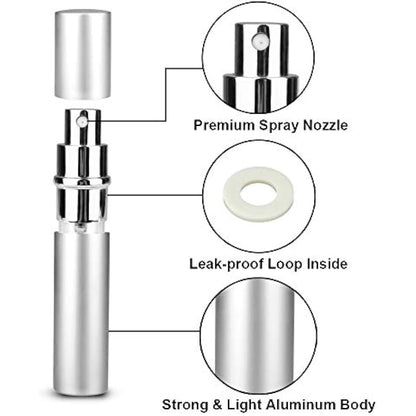Refillable Travel Perfume Atomiser Bottles, Zingso 3 Pcs 10ml Mini Portable Spray Bottles Refillable Perfume Aftershave Atomiser Empty Travel Bottles with Funnel (10ml (Black+Silver+Blue))