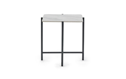 Julian Bowen Siena Square End Table, White Marble Effect - H55 x W50cm