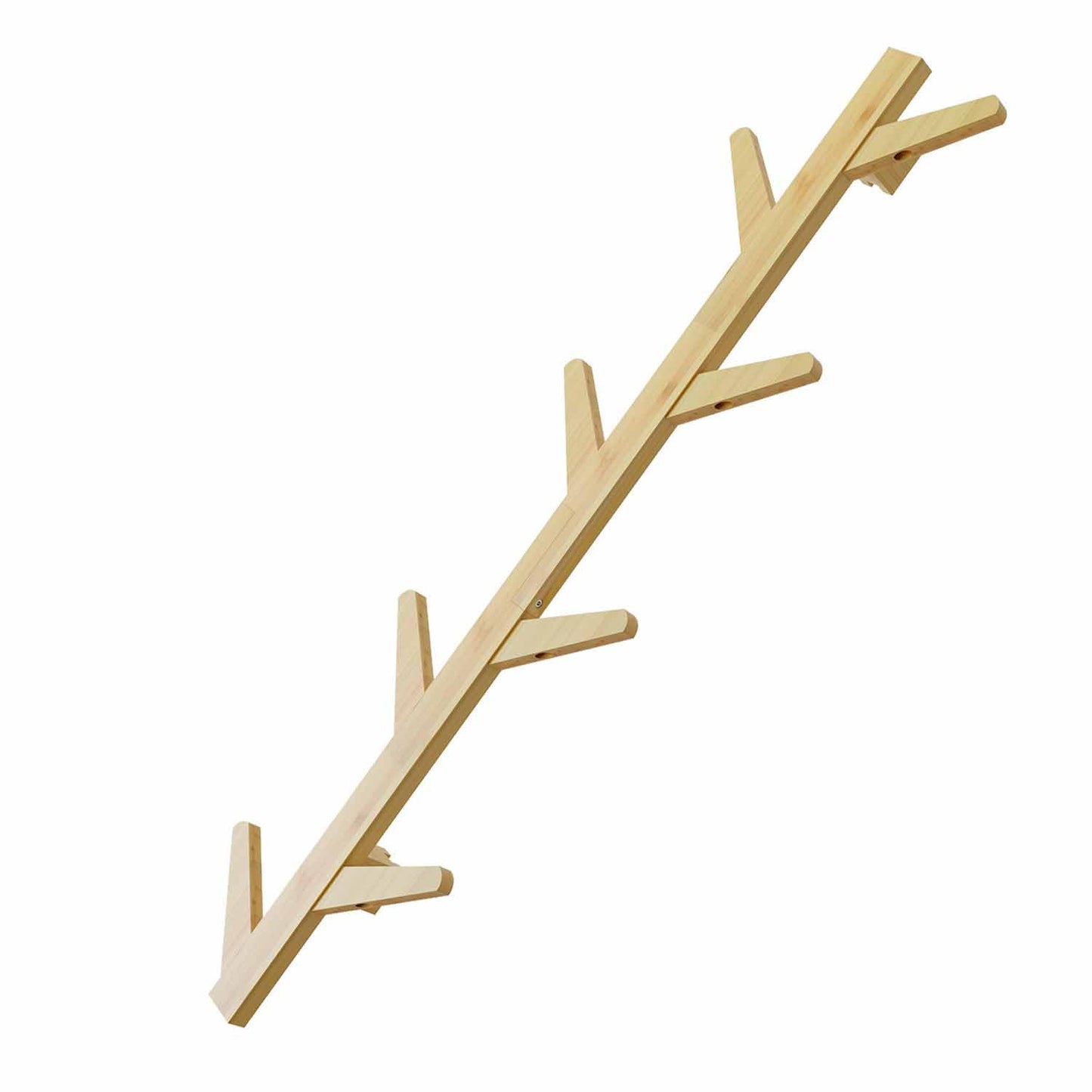 Wall-Mounted Wooden Coat Rack – Tree Shape – 8 Hooks for Hanging