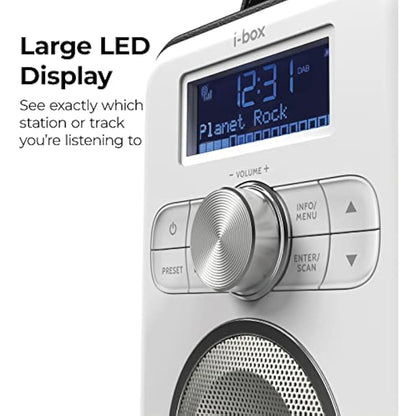 DAB Radio Portable, DAB/DAB Plus Radio, FM Radio, Portable Bluetooth Speaker, Digital Radio with USB Charging for 10 Hours Playback, Bluetooth Stereo Speakers, Rechargeable