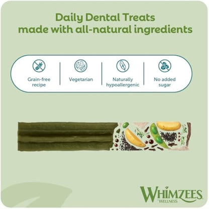 WHIMZEES By Wellness Stix, Dog Dental Sticks, 30 Pieces (1 Month Supply), Size M, Dog Chews for Medium Breeds, Natural, Grain-Free, Rawhide-Free, Vegetarian