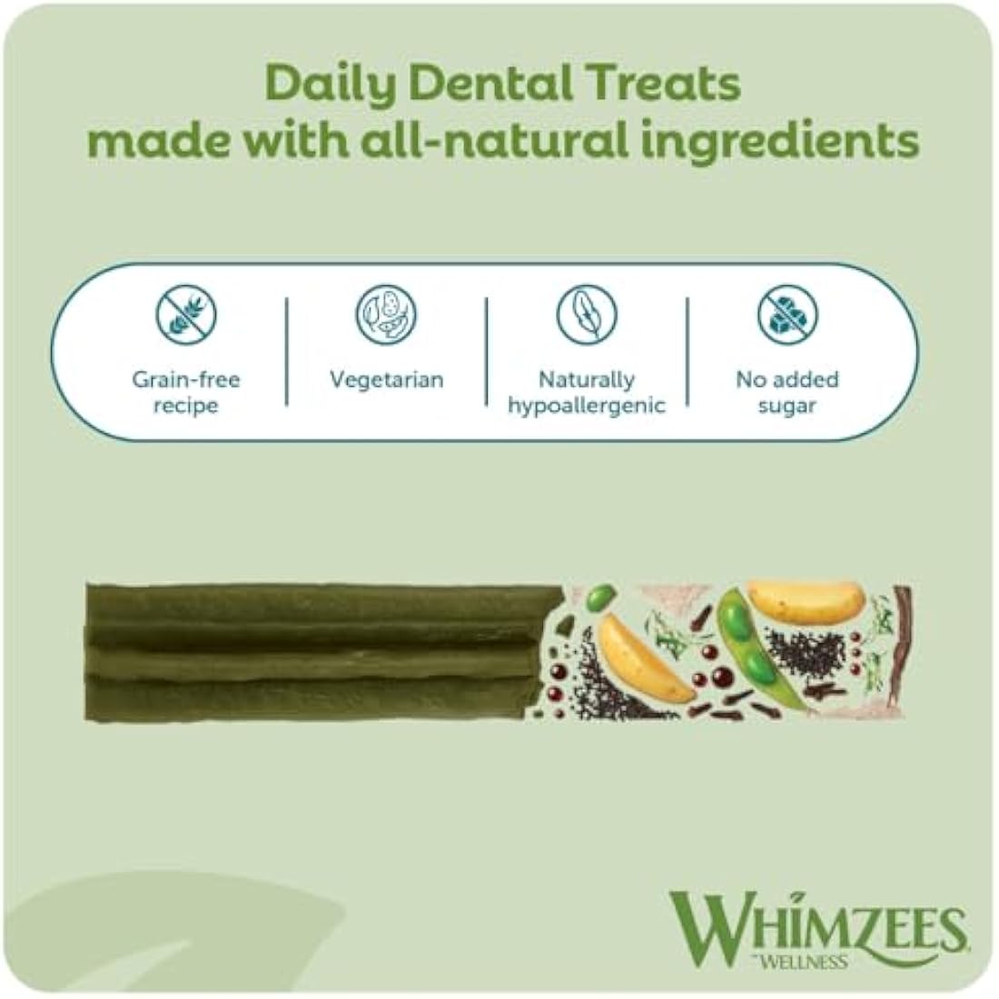 WHIMZEES By Wellness Stix, Dog Dental Sticks, 30 Pieces (1 Month Supply), Size L, Dog Chews for Large Breeds, Natural, Grain-Free, Rawhide-Free, Vegetarian