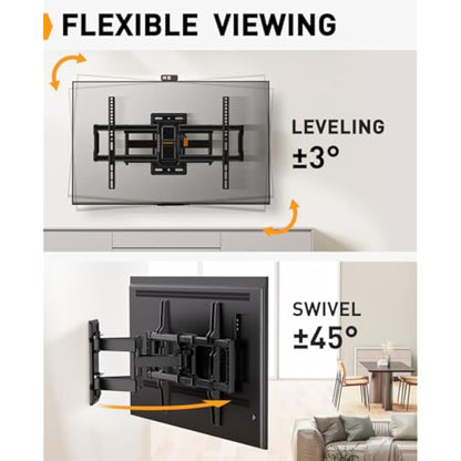 Perlegear TV Wall Bracket for 42–84 Inch Flat/Curved TVs up to 60 kg, Tilt and Swivel Wall Brackets with Dual Arms, Full Motion TV Wall Mount Max VESA 600x400mm, PGLF12