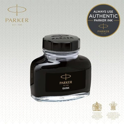 Parker Fountain Pen Ink Bottle | Black QUINK Ink | 57 ml Fountain Pen Refill