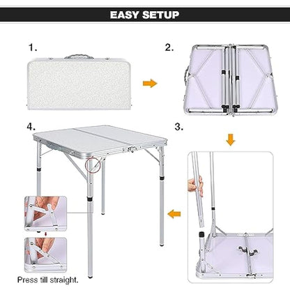 REDCAMP 2ft Samll Square Folding Camping Table, Portable Foldable Picnic Table with Adjustable Height for Beach Outdoor, 2 Heights (25/69)