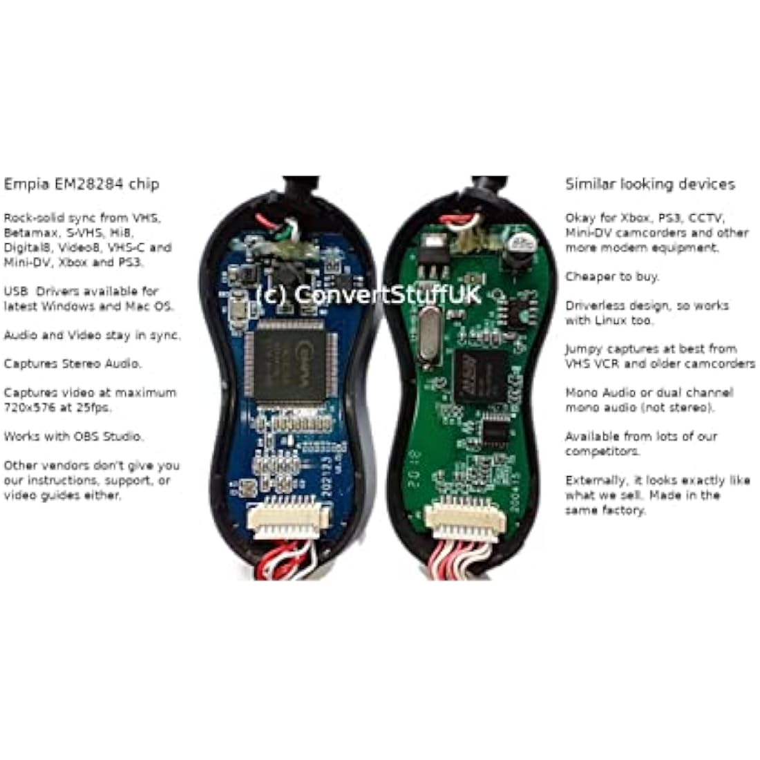 Video-2-PC. VHS and Camcorder USB Capture Kit. Windows 11/10/8/7 Compatible. Capture from VHS, MiniDV or HI8 to MP4 and DVD.