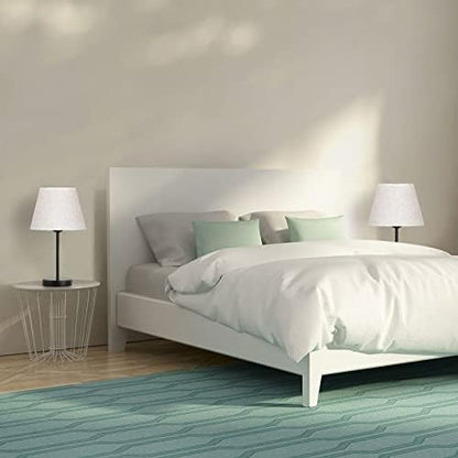 UOMIO Bedside Table Lamps Set of 2, Vintage lamp Small Desk Lamps with Linen Fabric Lampshades and Metal Base, On-Off Switch, Pair of Side Lamps for Bedroom, Living Room, Office