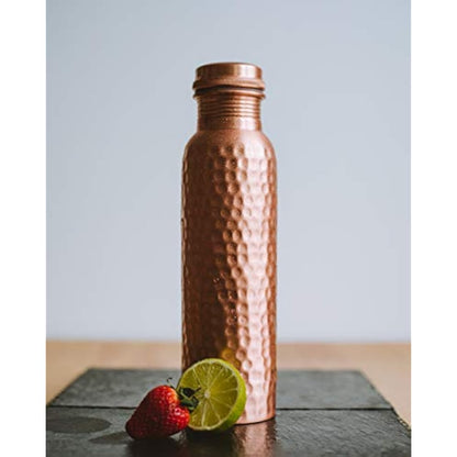 Kosdeg Hammered Copper Water Bottle 1 Liter / 34 Oz Extra Large - an Ayurvedic Pure Copper Vessel - Drink More Water, Lower Your Sugar Intake and Enjoy The Health Benefits Immediately