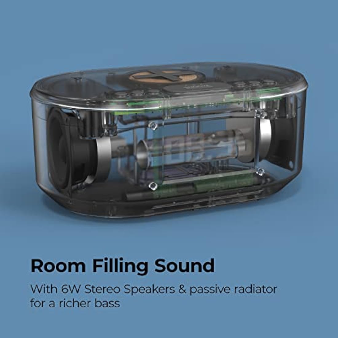 i-box Alarm Clocks Bedside, Alarm Clock with Wireless Charging, Bluetooth Speaker, Radio Alarm Clock, Fast Qi Wireless Charger, Mains Powered, FM Radio, USB Charging Port, Dimmable, Non Ticking