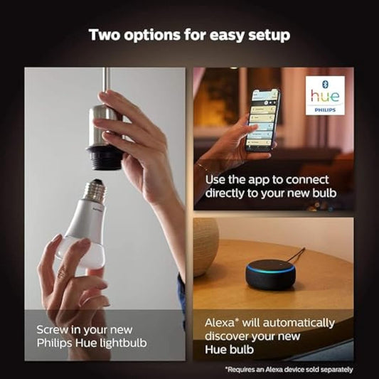 Philips Hue New White Ambiance Smart Light Bulb 2 Pack 75W - 1100 Lumen [E27 Edison Screw] with Bluetooth. Works with Alexa, Google Assistant and Apple Homekit.