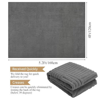 Enyhom Machine Washable Rugs for Living Room, 120 x 160 cm Non Shedding Area Rugs for Bedroom Soft High Pile Rugs Non Slip Carpet Large Fluffy Rug