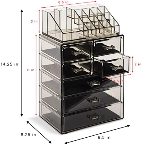 Sorbus Acrylic Cosmetic Jewelry Storage Box Spacious Design Ideal for Bathroom, Dresser, Dressing Table and Countertop