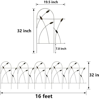 Thealyn Metal Decorative Garden Fence Panels, 82cm.H x 50cm.W (10 Panels, Total Length 4.9m) No Dig Fence Rustproof Wrought Iron Landscape Fencing for Flower Bed, Trees, Animal Barrier, Bronze