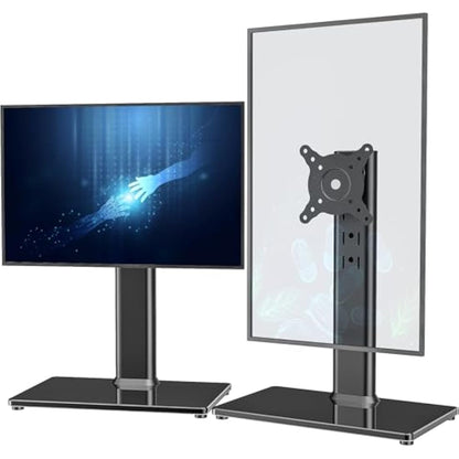 2 Pack Single LCD Computer Monitor Free-Standing Desk Stand Riser for 13 inch to 32 inch Screen with Swivel, Height Adjustable, Rotation, Holds One (1) Screen up to 35kgs