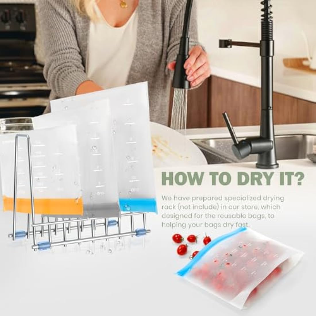 IDEATECH 20 Pack Reusable Freezer Bags, BPA Free Sandwich Bag, Reusable Silicone Food Storage Bag Leak Proof Airtight Container for Lunch, Snacks, Fruits and Vegetables