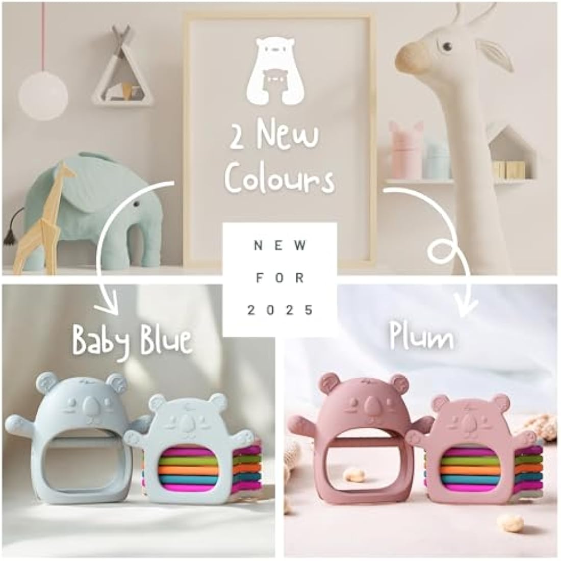 Infatot® Teething Toys for Baby Gifts – 2-Pack Koda Koala Teether Mitten Glove, Soothing Hand Teethers for Infants, Baby Toys 0-6 Months and Up, Newborn Essentials for Teething Relief, Bright Pink