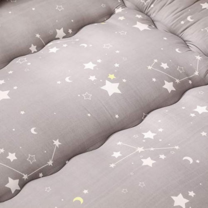 MAXYOYO Japanese Floor Mattress Futon Mattress, Thicken Tatami Mat Sleeping Pad Foldable Roll Up Mattress Dormitory Mattress Pad Floor Lounger Pillow Bed (Constellation, Single)