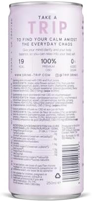TRIP CBD Drink, Sparkling Elderflower Mint Fizzy Drink, Low Calorie, Vegan (Pack of 24 x 250ml)