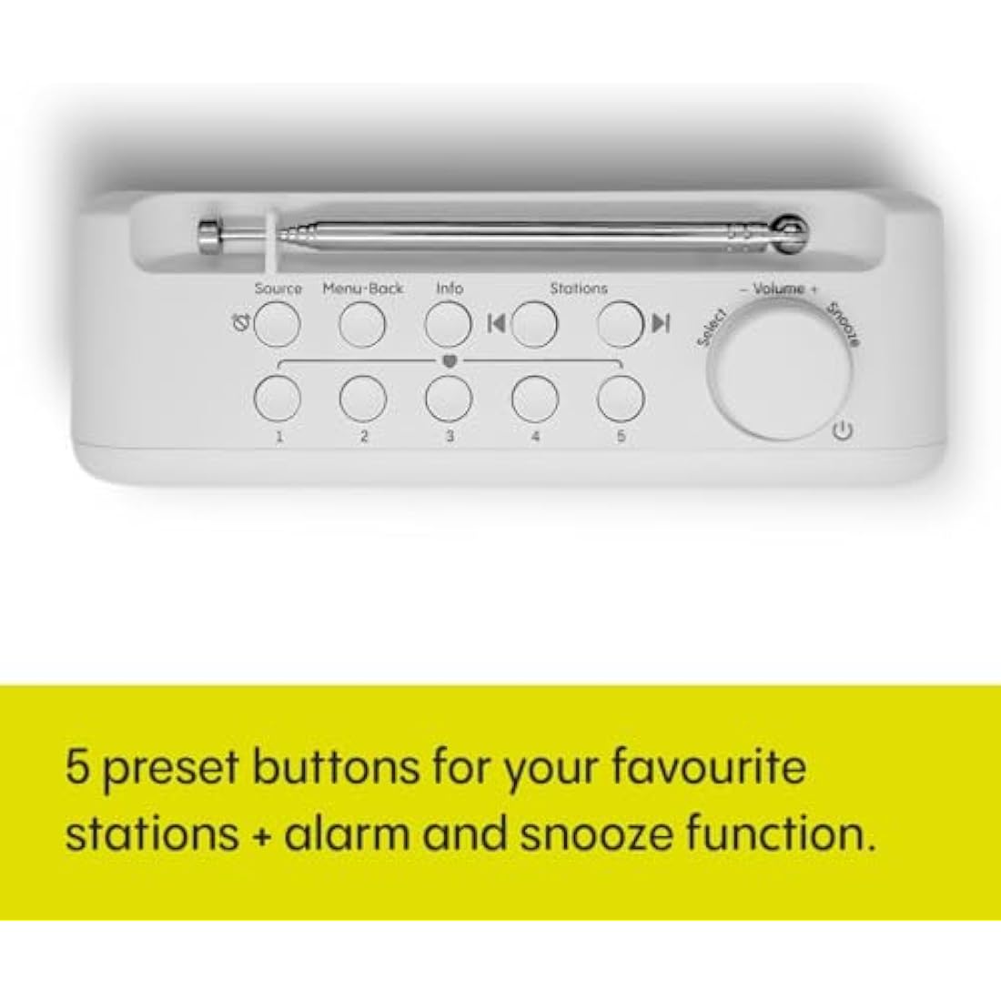 Pure Elan One2 portable DAB+/FM radio with Bluetooth 5.1 (LCD display, 10 preset buttons, can run with 4xAA batteries) Cotton White