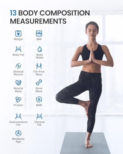 RENPHO Scale for Body Weight and BMI, Large VA Screen Body Fat Scale, Accurate Weighing Scale Digital Bathroom Bluetooth Scale, 13 Body Composition Analyzer with Smart App for Fitness Track, Elis 1