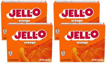 Jell-O Gelatin Dessert 3 Ounce Boxes Pack of 4 (Orange)