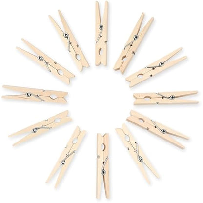 Vaily Wooden Clothes pegs - Strong Pegs with firm grip for laundry, washing line, handicrafts and decoration- Indoor and Outdoor Use - 120 pieces