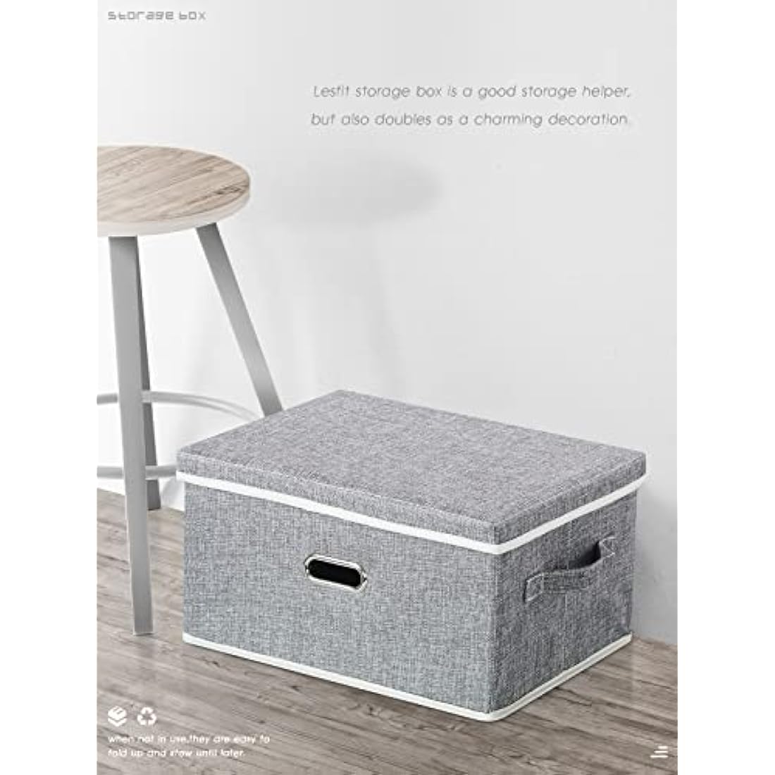 Lesfit Fabric Storage Box with Lid, 20 L