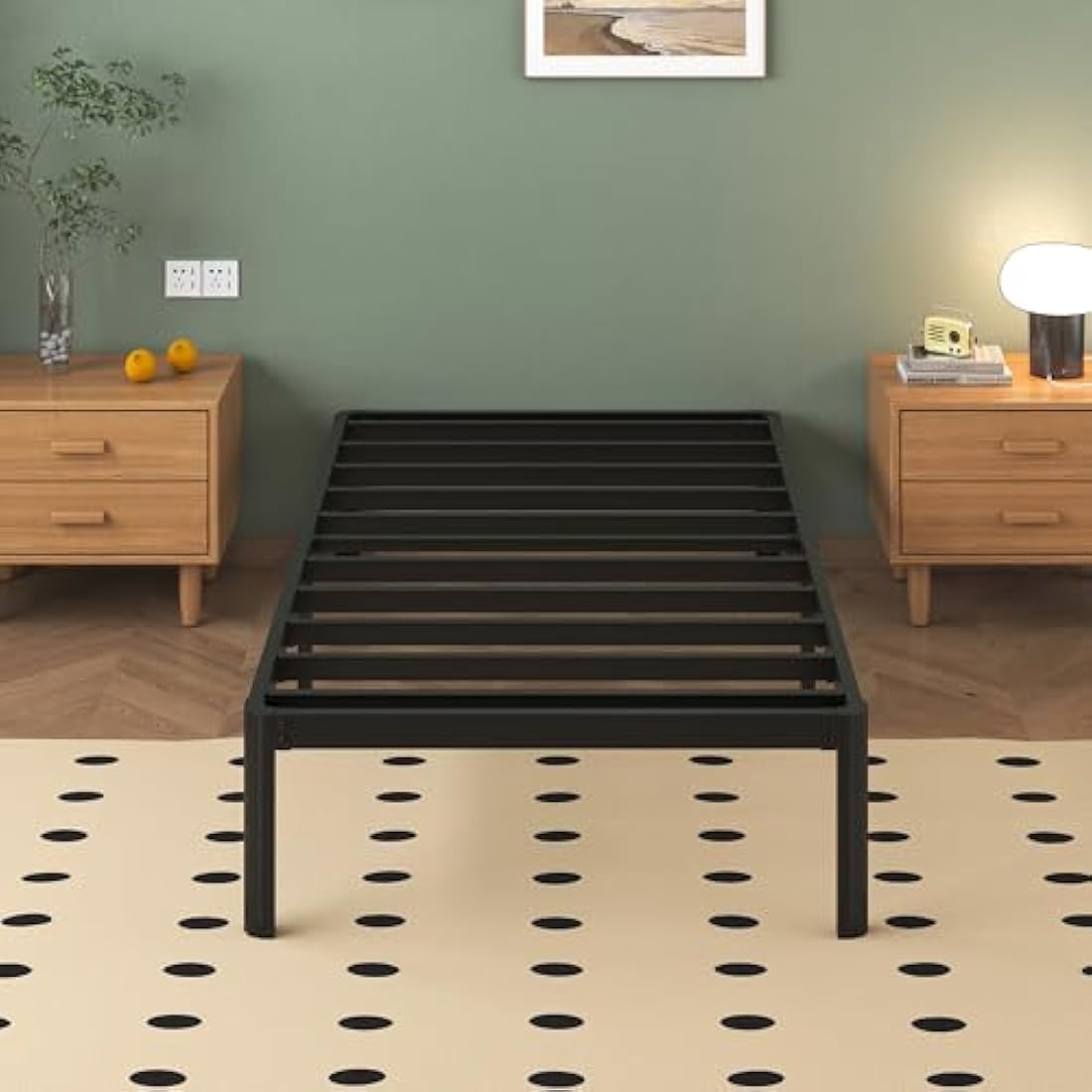Lutown Teen 3ft Single Bed Frame with Rounded Corner Legs, Heavy Duty White Metal Bed Frame with Steel Slats Support, 30 cm High, Noise Free, Easy Assembly