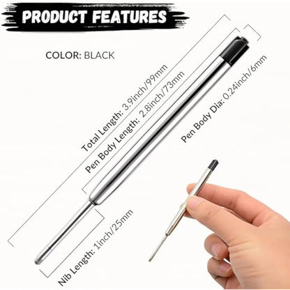 20 x Parker Pen Refills Black Ink, 9.9cm Long Black Jotter Refill Compatible with Parker Ballpoint Pens, Medium Size 0.7 Nib (20)