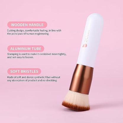 DUcare Foundation Brush Kabuki Make Up Brush Flat Top Makeup Brushes Perfect For Blending Liquid, Cream or Flawless Powder Cosmetics - Buffing, Stippling, Concealer