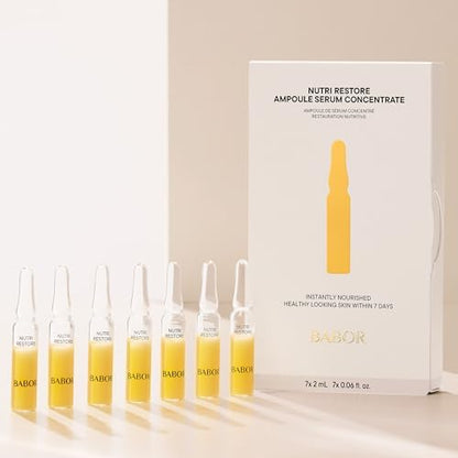 BABOR Nutri Restore Vials Vegan Face Care with Unique Combination of 19 Micronutrients, Aloe Vera and Argan Oil - for a Strengthened Skin Barrier (7 x 2ml)