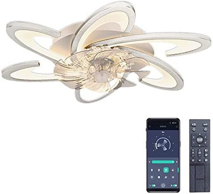 Bossen Ceiling Fan with Light, Φ67cm, 70W Quiet Modern Led Ceiling Light Fan Light with Remote Control and APP Dimmable 6 Lights for Living Room Bedroom Dining Room Ceiling Fans with Lamps (White)