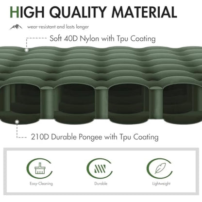 Portal Camping Mattress Single 10cm Thick with Foot Pump Inflatable Camping Mat Sleeping Pad Inflating Tent Mattress Camp Air Bed for Adults Lightweight Roll Mat Portable Outdoor Backpack