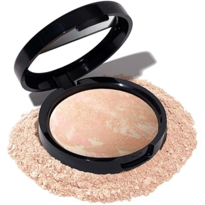LAURA GELLER Baked Balance-n-Glow Illuminating Powder Foundation (Porcelain) Buildable Sheer to Light Coverage Baked Foundation, Satin Finish