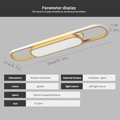 Oninio LED Ceiling Light Modern 40W Ceiling Lamp Dimmable Ceiling Lights with Remote Control Flush Mount 70cm Linear Ceiling Lamp for Living Room,Hallway, Kitchen, Bedroom (Gold)
