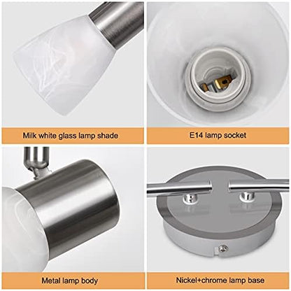 Unikcst Ceiling Lights Rotatable 4 Way LED Spot Lights Chrome & Glass Lamp Fittings Ceilings E14 240V for Kitchen Living Room Hallway (No Bulbs)