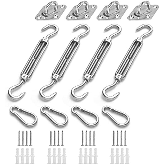 HOMPER Awning Attachment Set, Heavy Duty Sun Shade Sail Stainless Steel Hardware Kit for Garden Triangle and Square, Rectangle,Fixing Accessories