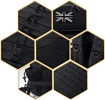 QT&QY Military Tactical Backpacks for Men Army Molle Daypack 25L/35L/45L Lage 3 Day Bug Out Bag Camping Hiking Rucksack with Bottle Holder