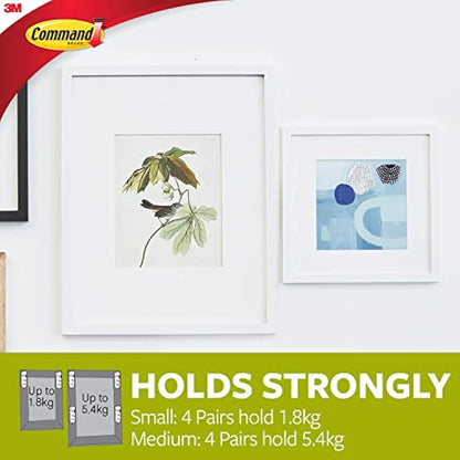 Command Picture Hanging Strips, Value Pack - 10 Pairs of Small (20 Strips), 8 Pairs of Medium (16 Strips) Adhesive Strips - For Pictures & Frames in Different Sizes - Damage Free Hanging