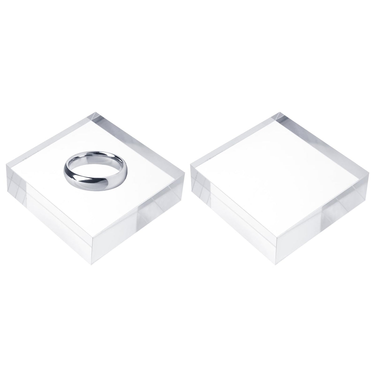 sourcing map 2pcs Acrylic Square Display Blocks, 101.6 x 101.6 mm/4" x 4" Clear Jewelry Display Base Polished Cube Riser Stand Display Holder Base