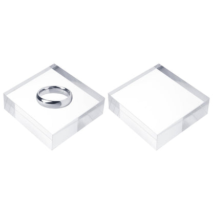sourcing map 2pcs Acrylic Square Display Blocks, 101.6 x 101.6 mm/4" x 4" Clear Jewelry Display Base Polished Cube Riser Stand Display Holder Base
