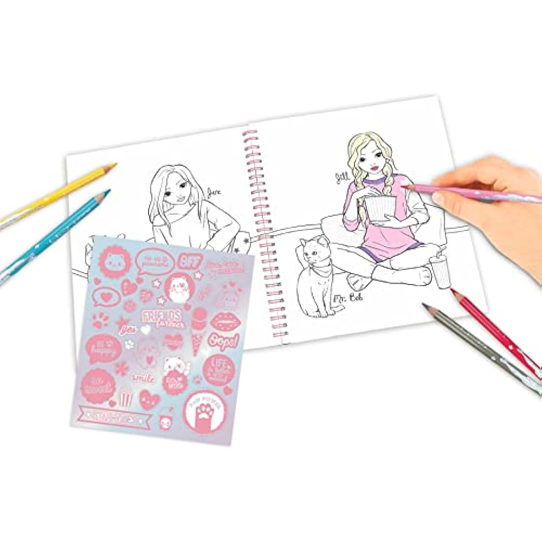 Depesche TOPModel Cutie Star 12434 Colouring Book Set with 40 Pages for Designing Fashion Outfits and a Sticker Sheet