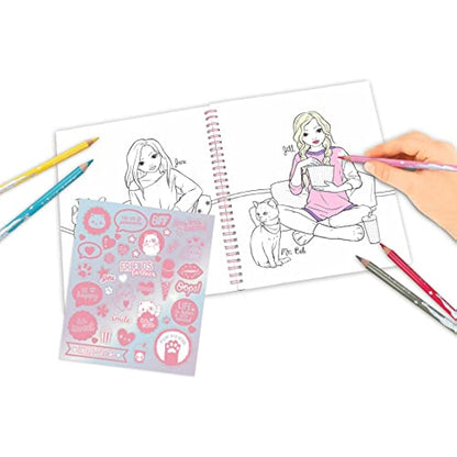 Depesche TOPModel Cutie Star 12434 Colouring Book Set with 40 Pages for Designing Fashion Outfits and a Sticker Sheet