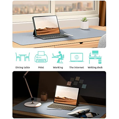 YSAGi Leather Desk Mat, Large Mouse Mat, Non-Slip Desk Pad, Waterproof PU Leather Table Protector Writing Pad for Office and Home (90 x 43 cm, Light Grey)