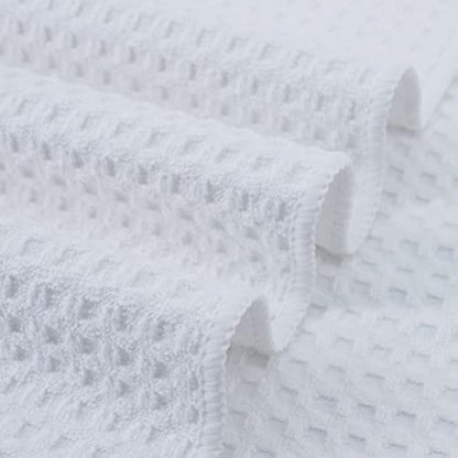 POLYTE Ultra Premium Microfibre Kitchen Dish Tea Towel Waffle Weave, 18 Pack (40x71 cm, White)