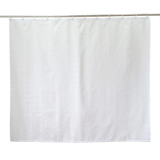 YISURE White Textured Short Shower Curtain, Wet Room Curtain for Bathroom Tub, Waterproof Fabric with Weighted Bottom and Plastic Hooks 71" W x 67" L
