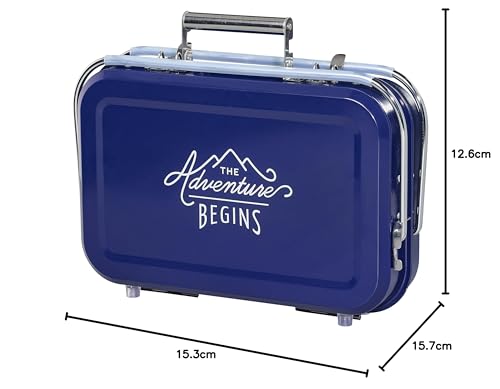 Gentlemen's Hardware Portable BBQ, Lightweight Suitcase-Style in Stainless Steel, Colour: Navy/Blue, 32 x 31.5 x 40 cm, GEN253. Grill and Coal Tray