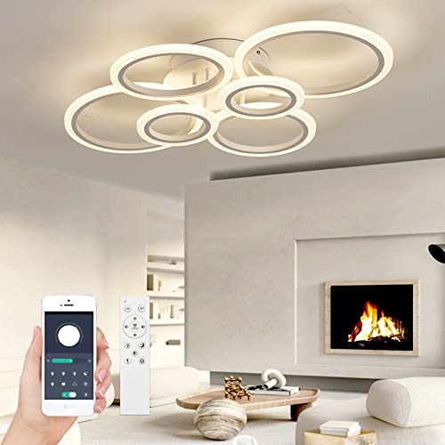 Modern Ceiling Light Dimmable, L80cm, White Ceiling Light, 72W 6400LM, LED Ceiling Lamp with Remote Control for Living Room, Children's Room, Bedroom,