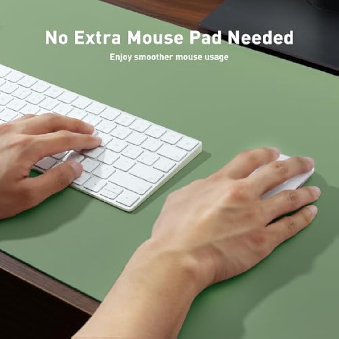 Aothia Leather Desk Mat, Large Mouse Mat, Non-Slip Desk Pad Desk Protector Mat, Waterproof PU Leather Laptop Mat Table Mat Desk Writing Pad for Office and Home(91cmx43cm, Olive Green)